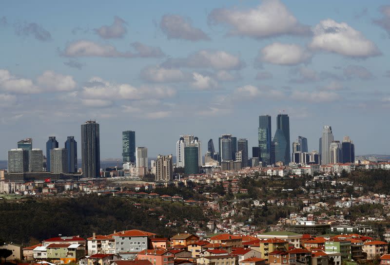 FILE PHOTO: Skyscrapers are seen in the business and financial district of Levent, which comprises of leading banks' and companies' headquarters, in Istanbul