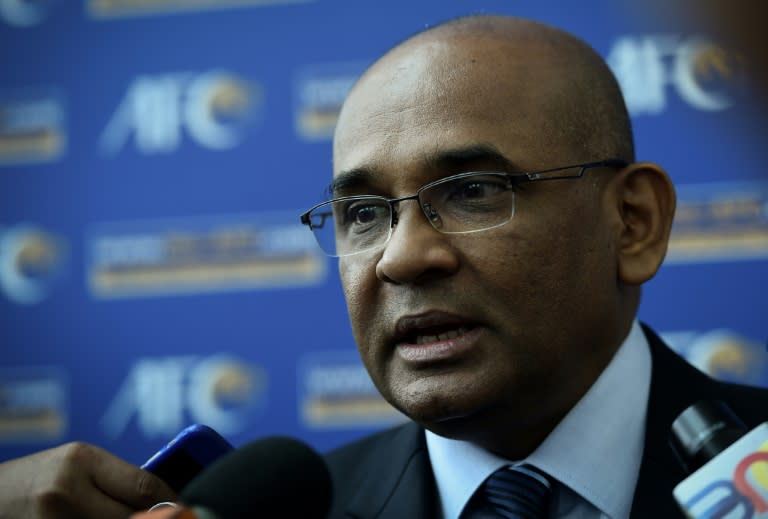 Asian Football Confederation (AFC) general secretary Windsor John speaks to journalists concerning the upcoming Asian Cup qualifying match between North Korea and Malaysia, at the AFC headquarters in Kuala Lumpur, on March 15, 2017