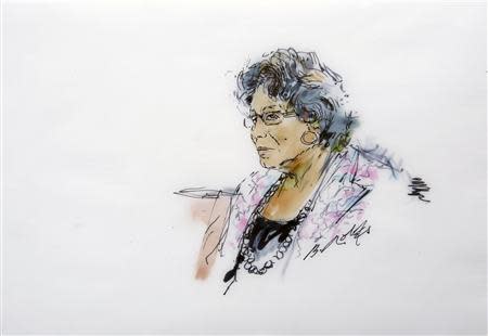 A sketch by artist Bill Robles depicts Katherine Jackson, mother of deceased singer Michael Jackson, during a trial in a courtroom in Los Angeles, California October 2, 2013. REUTERS/Bill Robles