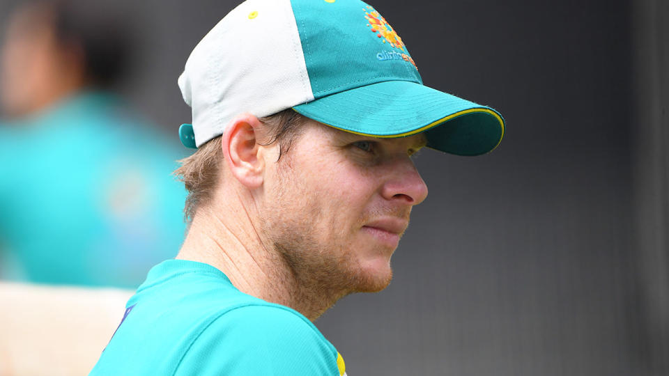 Steve Smith is pictured here during an Australian cricket training session.