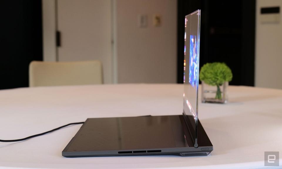 <p>In-person photos of Lenovo's new concept device -- Project Crystal -- which the company claims is the world's first laptop with a transparent micro LED display.</p> 