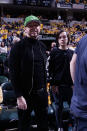 Actor, Donnie Wahlberg, and his son attend a game between the Boston Celtics and the Indiana Pacers during Round One Game Three of the 2019 NBA Playoffs on April 19, 2019 at Bankers Life Fieldhouse in Indianapolis, Indiana. (Photo by Ron Hoskins/NBAE via Getty Images)