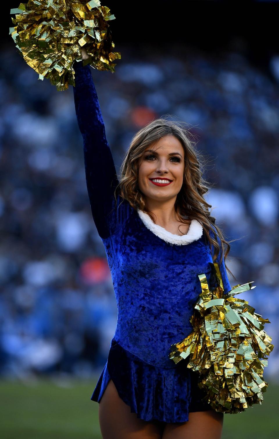 <p>The San Diego Chargers cheerleaders perform during the second half of an NFL football game against the Oakland Raiders Sunday, Dec. 18, 2016, in San Diego. (AP Photo/Denis Poroy) </p>