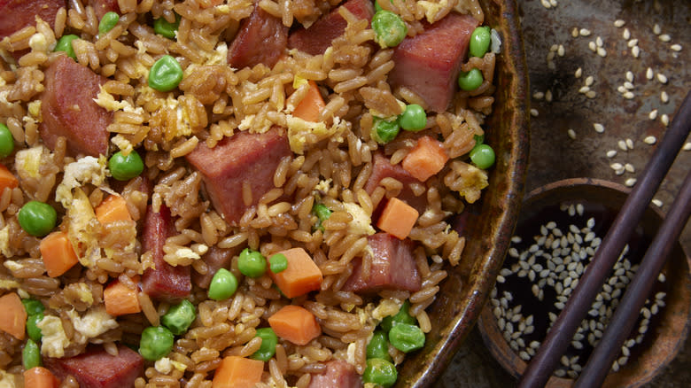 Wok of pork fried rice