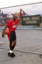 Michael Jordan poses for a photo during the filming of his video 'Michael Jordan's Playground' in 1991. (Photo by Andrew D. BernsteinNBAE via Getty Images)