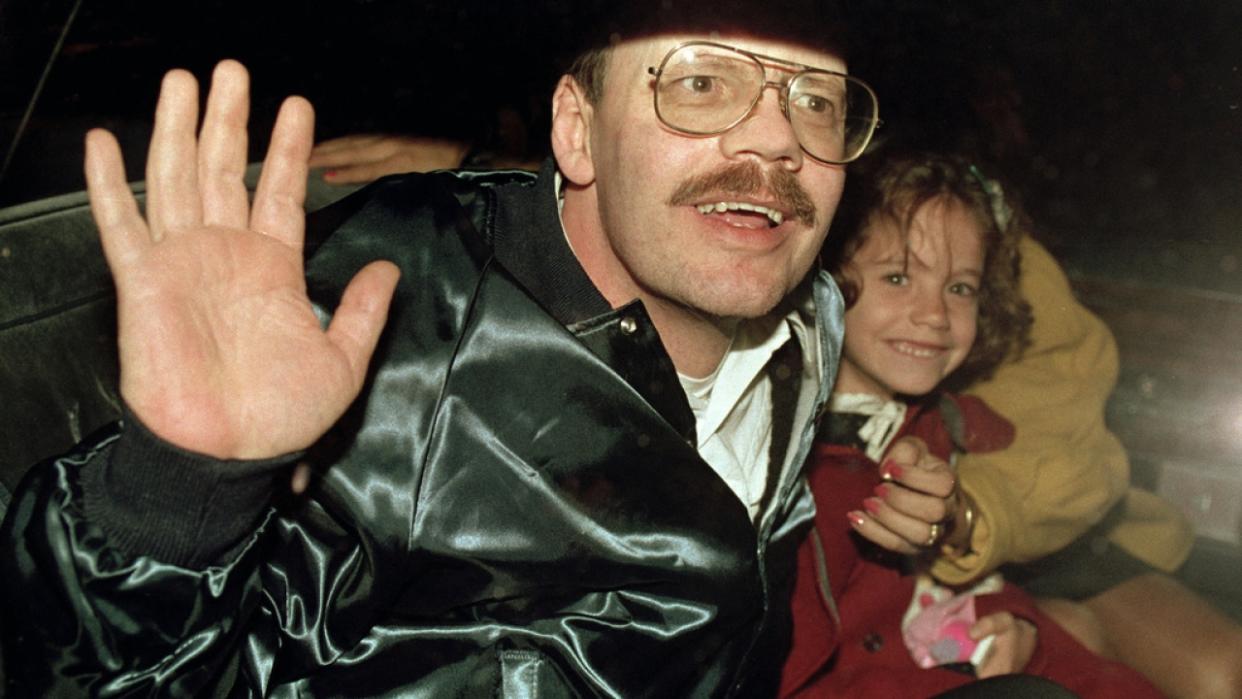 Terry Anderson grins with his 6-year-old daughter Sulome, Dec. 4, 1991.
