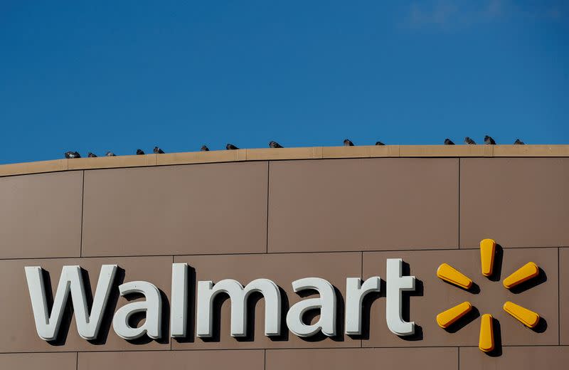 FILE PHOTO: Walmart's logo is seen outside one of the stores in Chicago