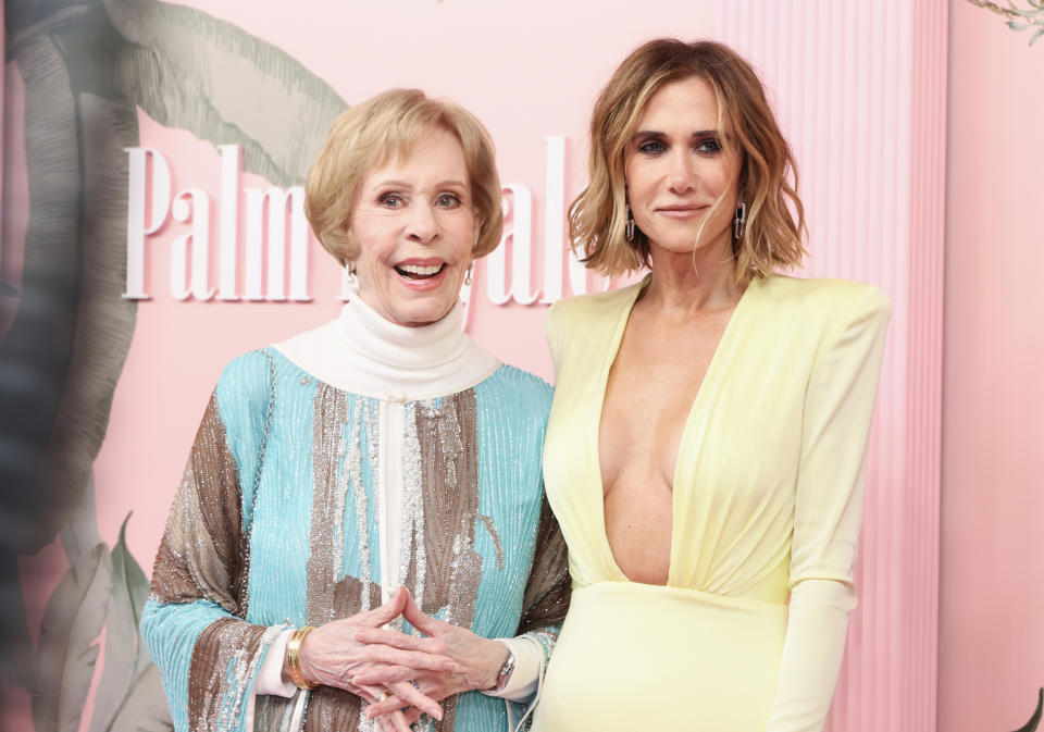 BEVERLY HILLS, CALIFORNIA - MARCH 14: (L-R) Carol Burnett and Kristen Wiig attend the world premiere of Apple TV+'s "Palm Royale" at Samuel Goldwyn Theater on March 14, 2024 in Beverly Hills, California. (Photo by Rodin Eckenroth/WireImage)