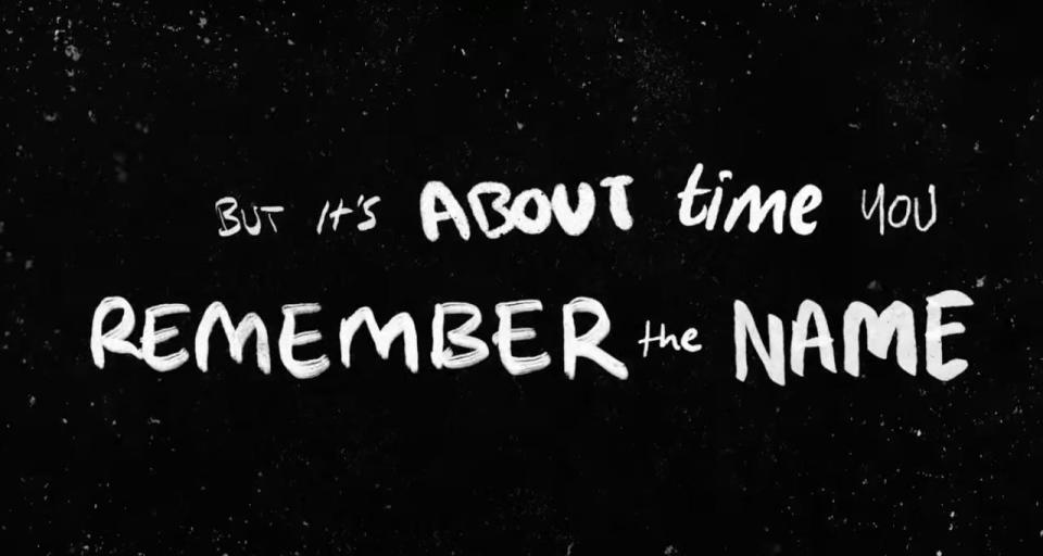 A screenshot from the official lyric video for "Remember The Name" by Ed Sheeran featuring Eminem and 50 Cent.