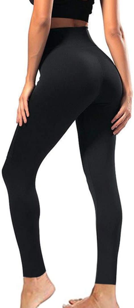 "Once it became clear that I'd be home for the next few weeks, I knew I needed to stock up on leggings. These <a href="https://amzn.to/2JgpvKF" target="_blank" rel="noopener noreferrer">SYRINX leggings</a> had a 4.3-star rating and over 8,000 reviews, so I ordered a three-pack in black. They're high-waisted and made with a lightweight, stretchy material but aren't see-through and never roll down. I can wear them to work out but also to curl up on the couch, which is great for my laundry basket." <strong>&mdash; Gonzalez</strong><br /><br /><a href="https://amzn.to/2JgpvKF" target="_blank" rel="noopener noreferrer">Find the pack of three for $28 at Amazon</a>.