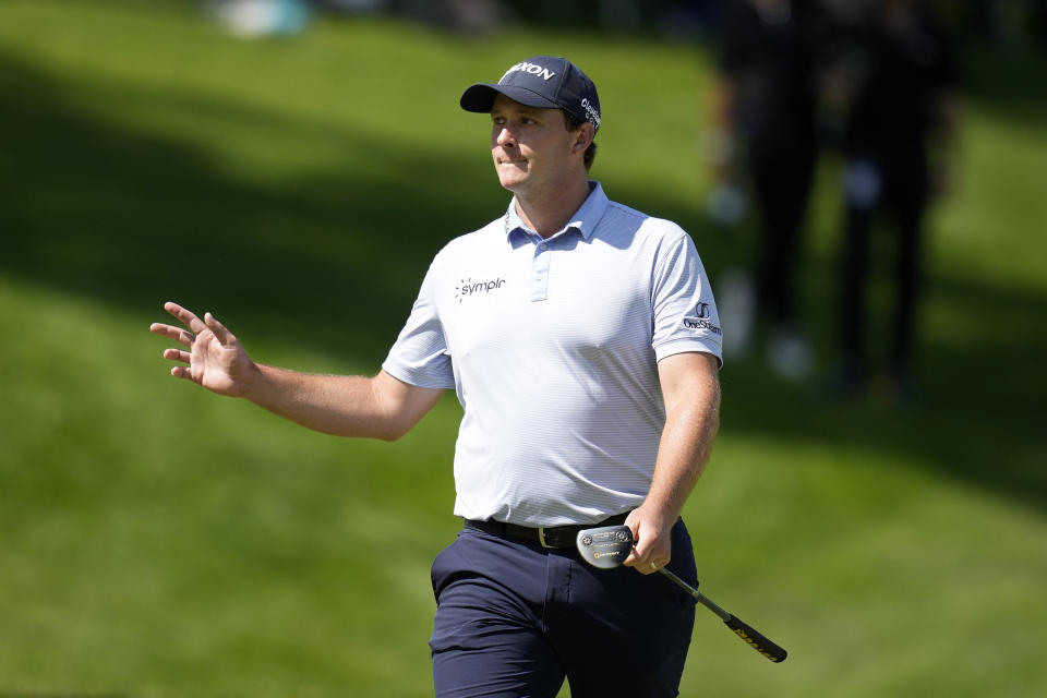 Sepp Straka, of Austria, walks on the 18th green during the final round of the John Deere Classic golf tournament, Sunday, July 9, 2023, at TPC Deere Run in Silvis, Ill. (AP Photo/Charlie Neibergall)