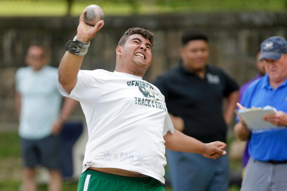 Hendricken's Alex Morin was a second-team All-State football lineman last fall and he'll be in contention for gold at the state track meet in two weeks.