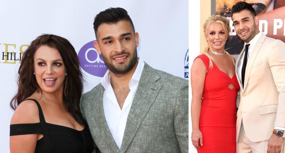 Britney and her husband Sam Asghari at the Daytime Beauty Awards in 2019 and at the LA premiere of Once Upon a Time ... in Hollywood