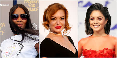 A combination photo shows L-R, model Naomi Campbell, actress Lindsay Lohan and singer Vanessa Hudgens in these file photos. REUTERS/File Photos