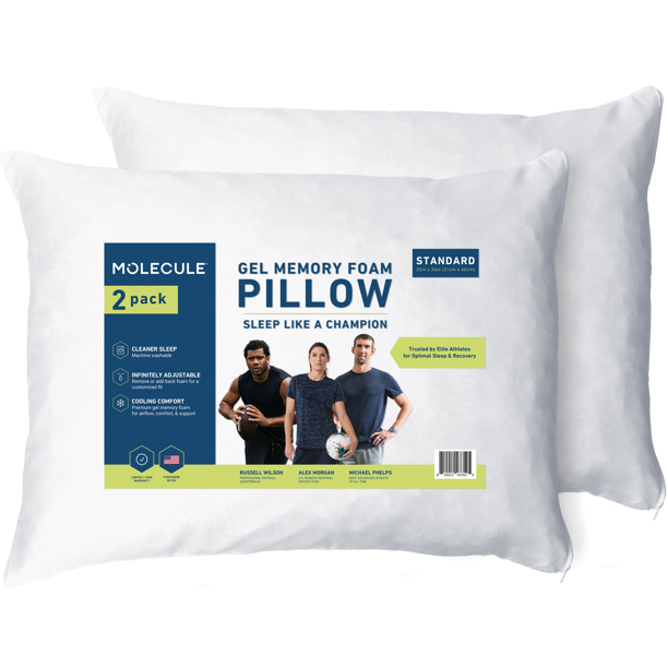 This Molecule Gel Memory Foam Pillow two-pack will have you resting easy and staying cool all summer. (Photo: Walmart)
