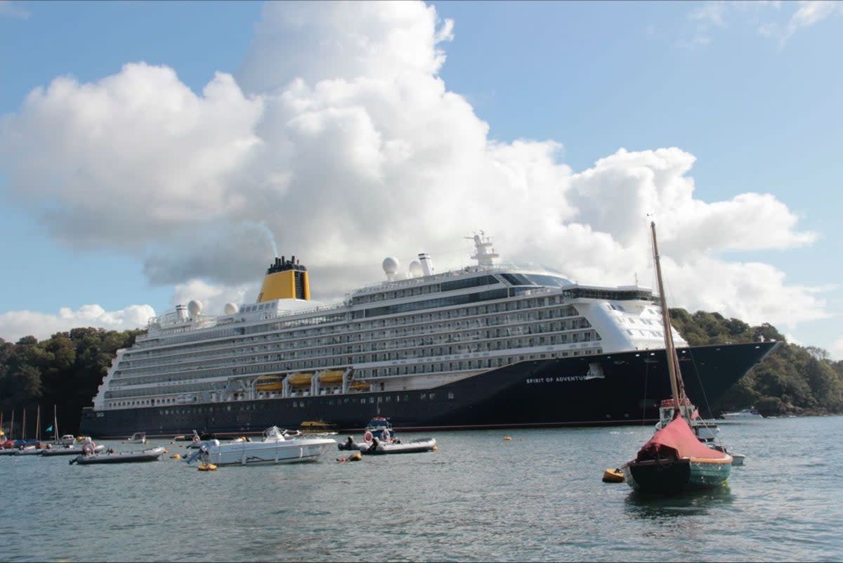 The Spirit of Adventure arrived in the early hours with  almost 1000 passengers  (Fowey Harbour)