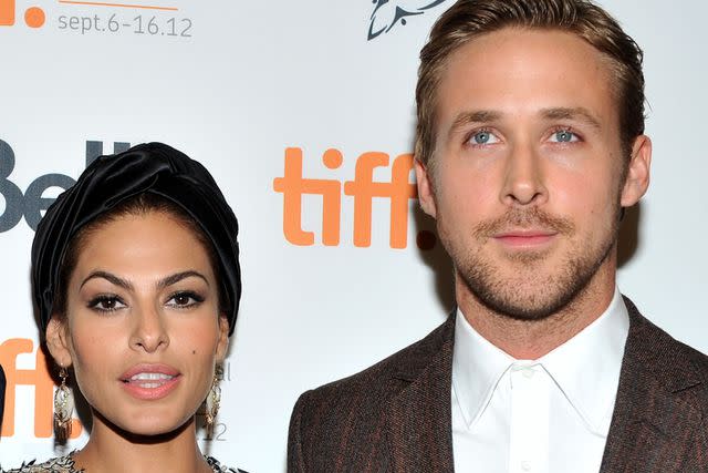 <p> Sonia Recchia/Getty </p> Eva Mendes and Ryan Goslign on Sept. 7, 2012