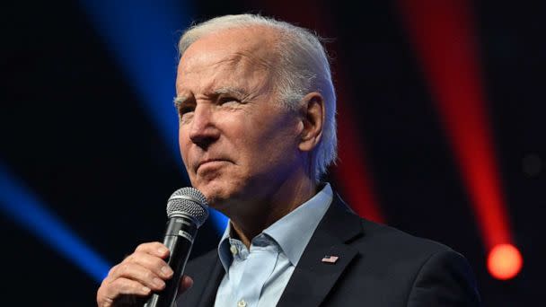 PHOTO: US President Joe Biden speaks during a rally ahead of the US midterm elections, in Philadelphia, Pennsylvania, on November 5, 2022. (Photo by SAUL LOEB / AFP) (Photo by SAUL LOEB/AFP via Getty Images) (Saul Loeb/AFP via Getty Images)