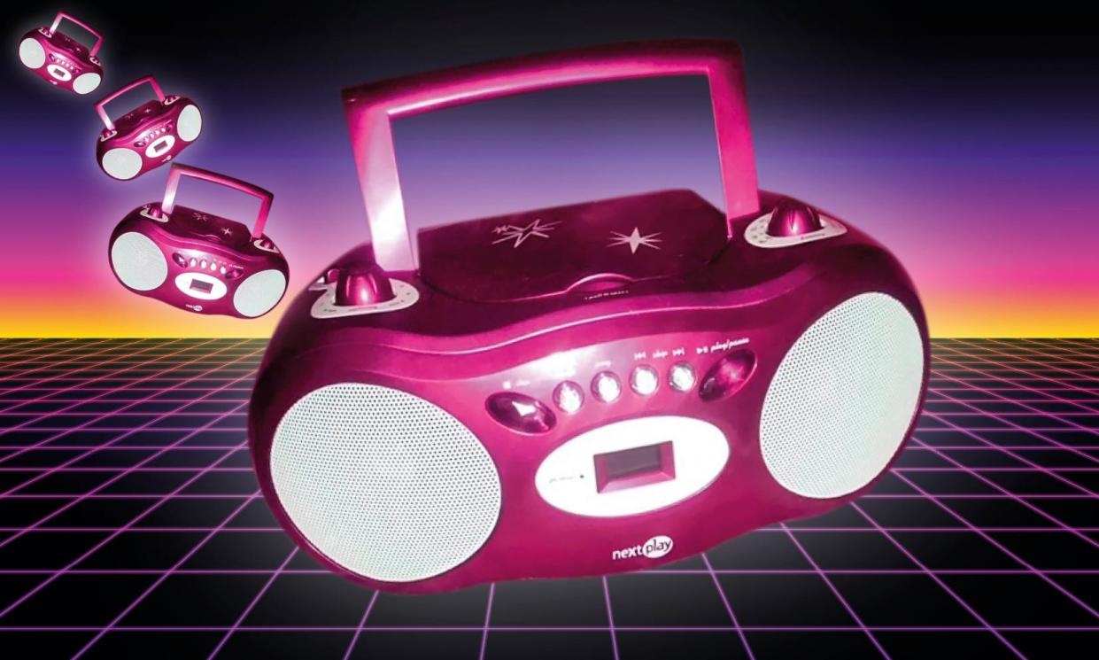 <span>The boombox that appears on the artwork for Everyone Knows That.</span><span>Illustration: Guardian Design; Getty Images/the Guardian</span>