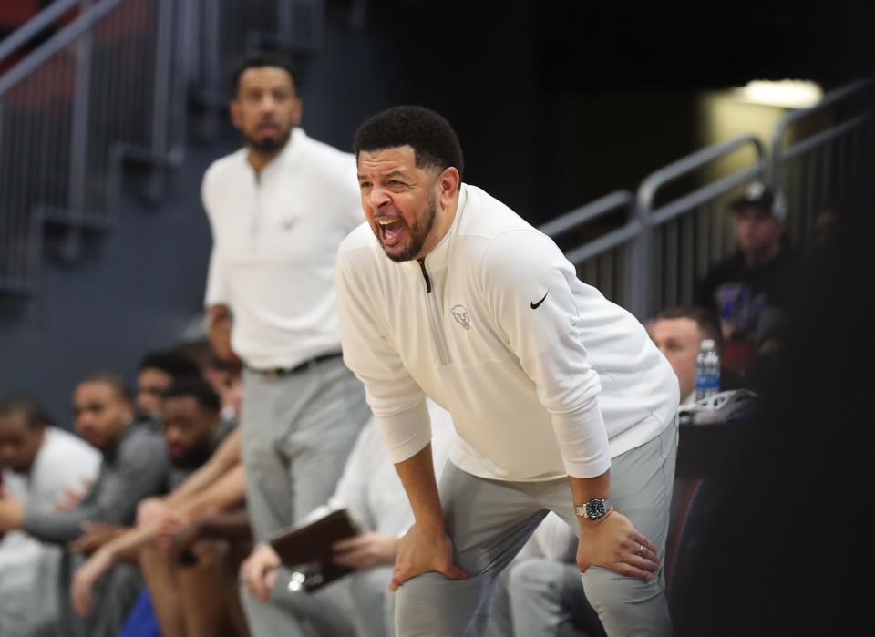 Pitt’s Jeff Capel coaches against Louisville in the KFC Ym Center Saturday afternoon.
Jan. 6, 2024