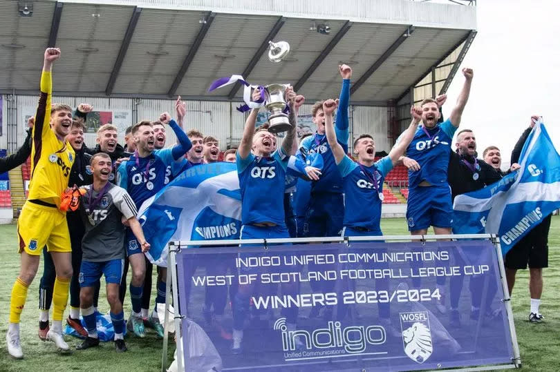 Darvel celebrate winning the West of Scotland League Cup -Credit:Drew Wilson