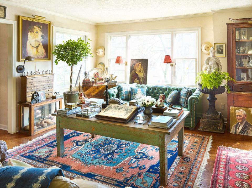 collected living room filled with antiques