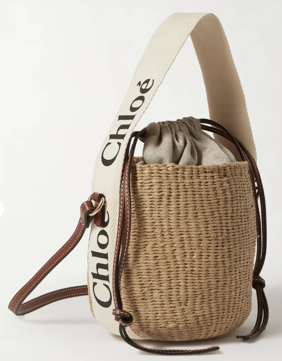 Chloe woody small leather-trimmed raffia basket bag. PHOTO: Net-A-Porter