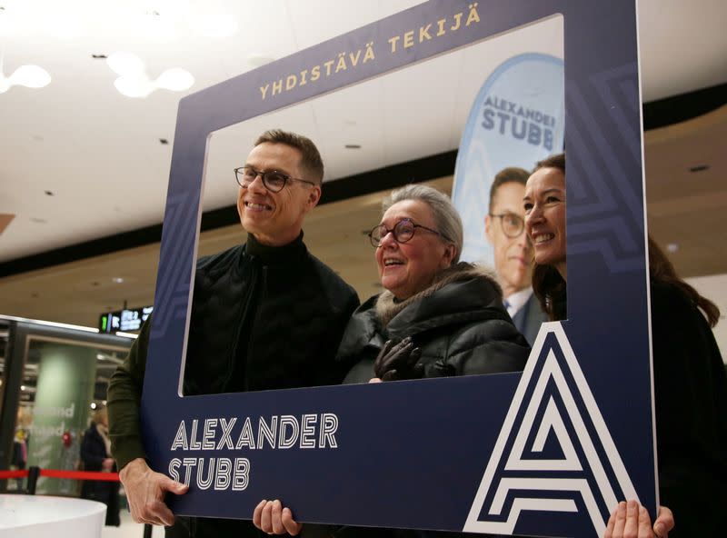 Finnish presidential election candidate Alexander Stubb of the National Coalition Party attends a campaign event in Espoo