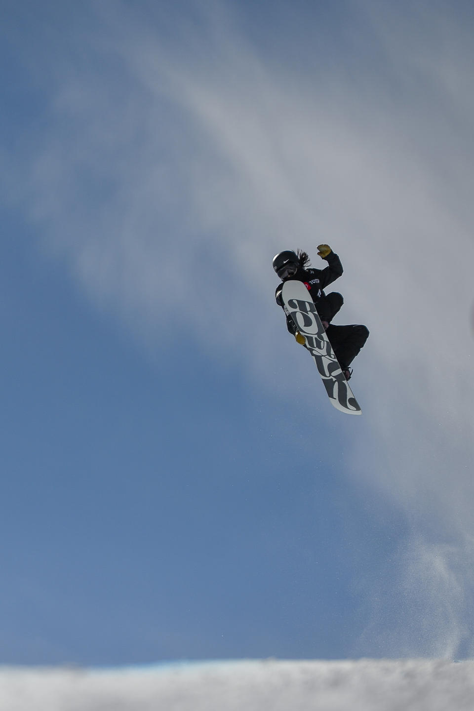 Xuetong Cai, of China, competes in the women's snowboard halfpipe final at the freestyle ski and snowboard world championships, Friday, Feb. 8, 2019, in Park City, Utah. (AP Photo/Alex Goodlett)