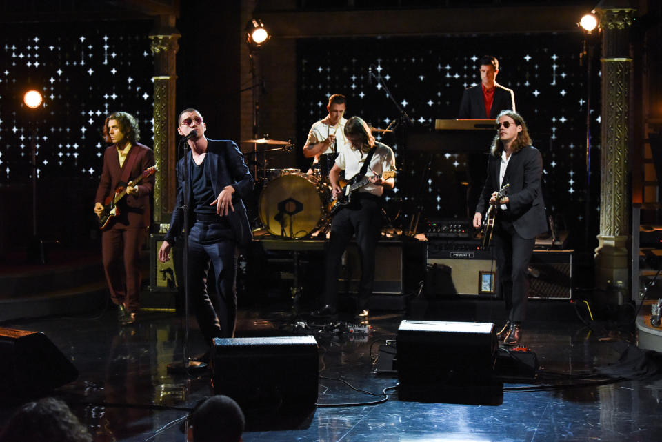 NEW YORK - JULY 23: The Late Show with Stephen Colbert and Arctic Monkeys during Monday's July 23, 2018 show. (Photo by Scott Kowalchyk/CBS via Getty Images) 