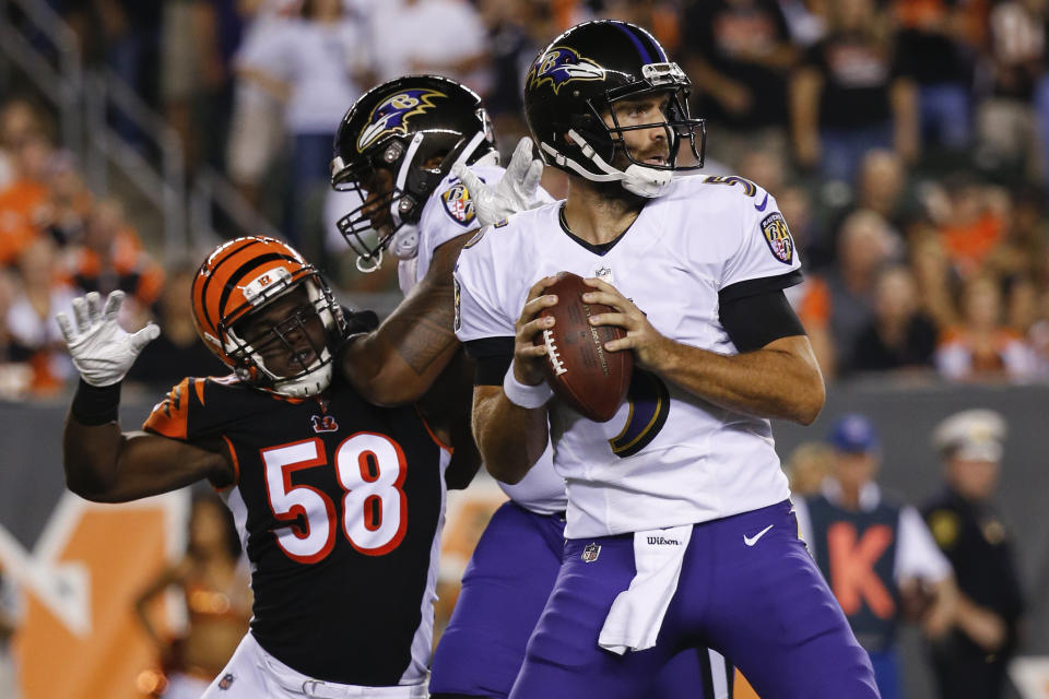 Baltimore Ravens quarterback Joe Flacco said the NFL is meant to be a violent game, even for quarterbacks. (AP)