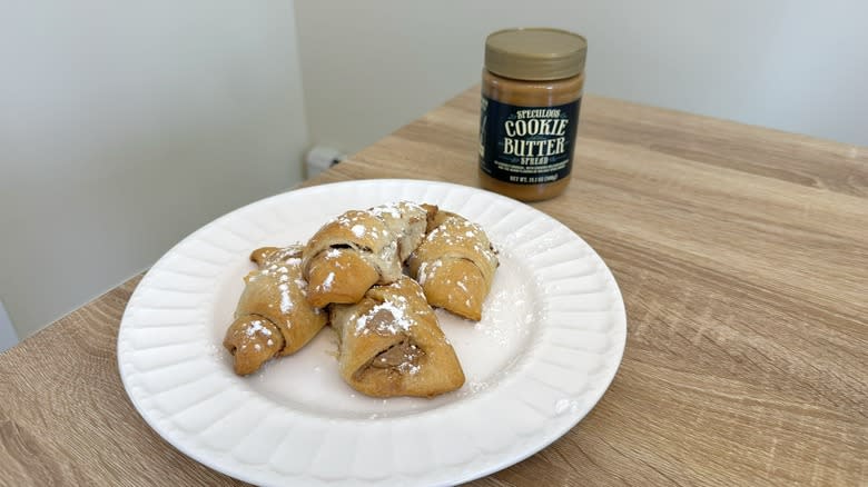 Plate of croissants and cookie butter