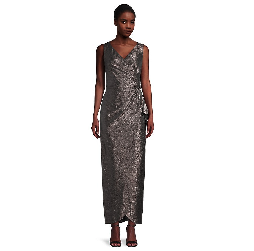 Alex Evenings Gunmetal Metallic Knit Gown. Image via The Bay.