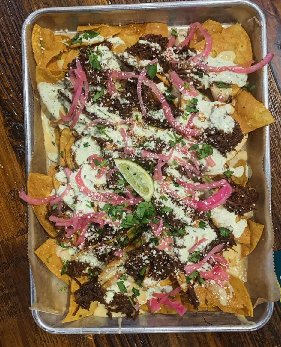 The braised oxtail nachos at Shango's Urban Taqueria.