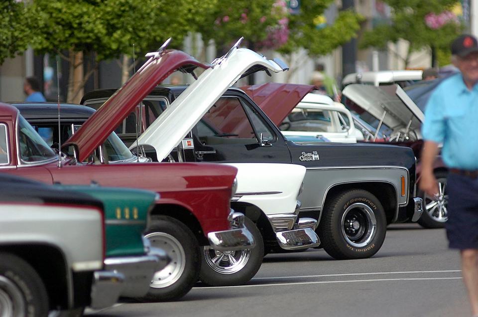 Cars are displayed during the Ashland Downtown Dream Cruise and Car Show Saturday.