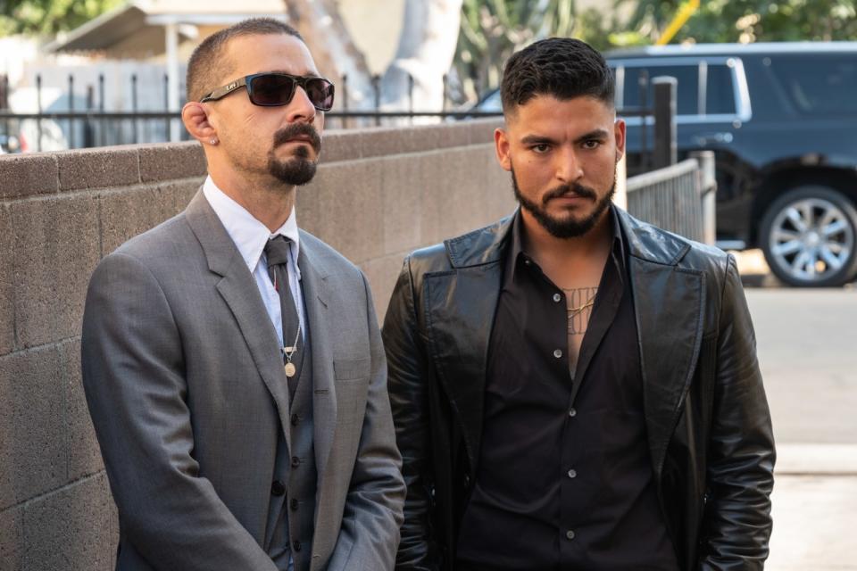 Shia LaBeouf and Bobby Soto in a scene from "The Tax Collector"