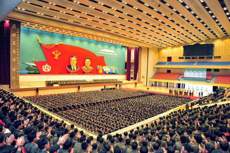 North Korean leader Kim Jong Un speaks during the 4th meeting of the company commanders and political instructors of the Korean People's Army (KPA) in this undated photo released by North Korea's Korean Central News Agency (KCNA) in Pyongyang October 30, 2013. REUTERS/KCNA (NORTH KOREA - Tags: POLITICS MILITARY) ATTENTION EDITORS - THIS PICTURE WAS PROVIDED BY A THIRD PARTY. REUTERS IS UNABLE TO INDEPENDENTLY VERIFY THE AUTHENTICITY, CONTENT, LOCATION OR DATE OF THIS IMAGE. FOR EDITORIAL USE ONLY. NOT FOR SALE FOR MARKETING OR ADVERTISING CAMPAIGNS. THIS PICTURE IS DISTRIBUTED EXACTLY AS RECEIVED BY REUTERS, AS A SERVICE TO CLIENTS. NO THIRD PARTY SALES. NOT FOR USE BY REUTERS THIRD PARTY DISTRIBUTORS. SOUTH KOREA OUT. NO COMMERCIAL OR EDITORIAL SALES IN SOUTH KOREA