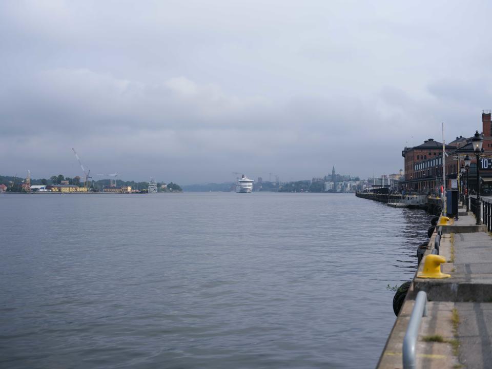 River next to warehouse building in Stockholm