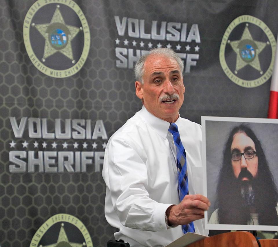 Sheriff Mike Chitwood held a press conference about a  New Jersey man who was arrested for making death threats after sheriff challenged hate groups recently. Jersey man described as anti-law, unemployed & lived with his mother.
