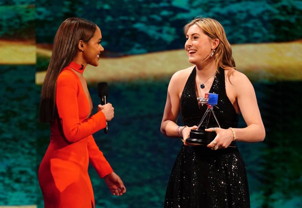 Sixteen-year-old snowboarder Mia Brookes won the Young Sports Personality prize (PA)