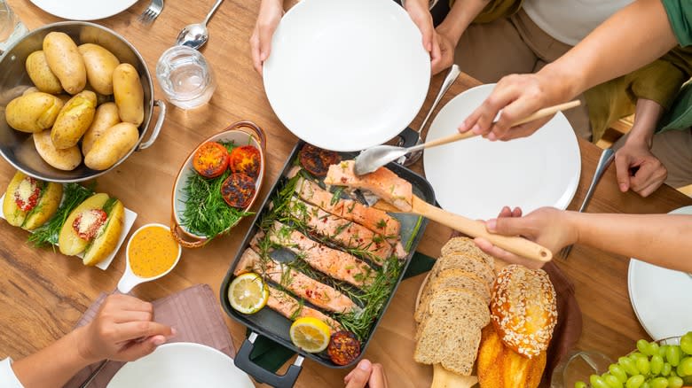 table full of food