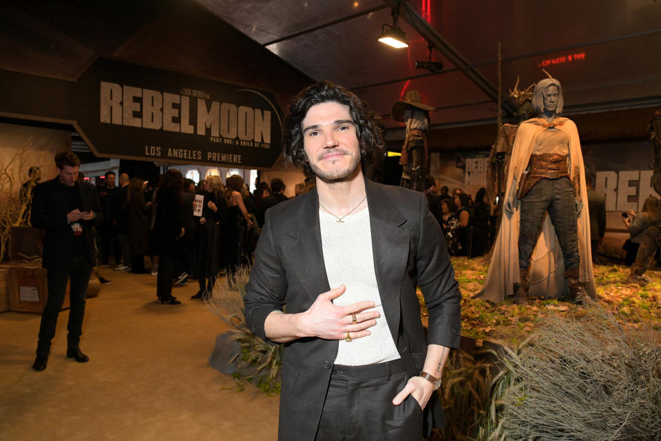 HOLLYWOOD, CALIFORNIA - DECEMBER 13: Fra Fee attends the Netflix Premiere of Zack Snyder's REBEL MOON - Part One: A Child of Fire at TCL Chinese Theatre on December 13, 2023 in Hollywood, California. (Photo by Charley Gallay/Getty Images for Netflix)