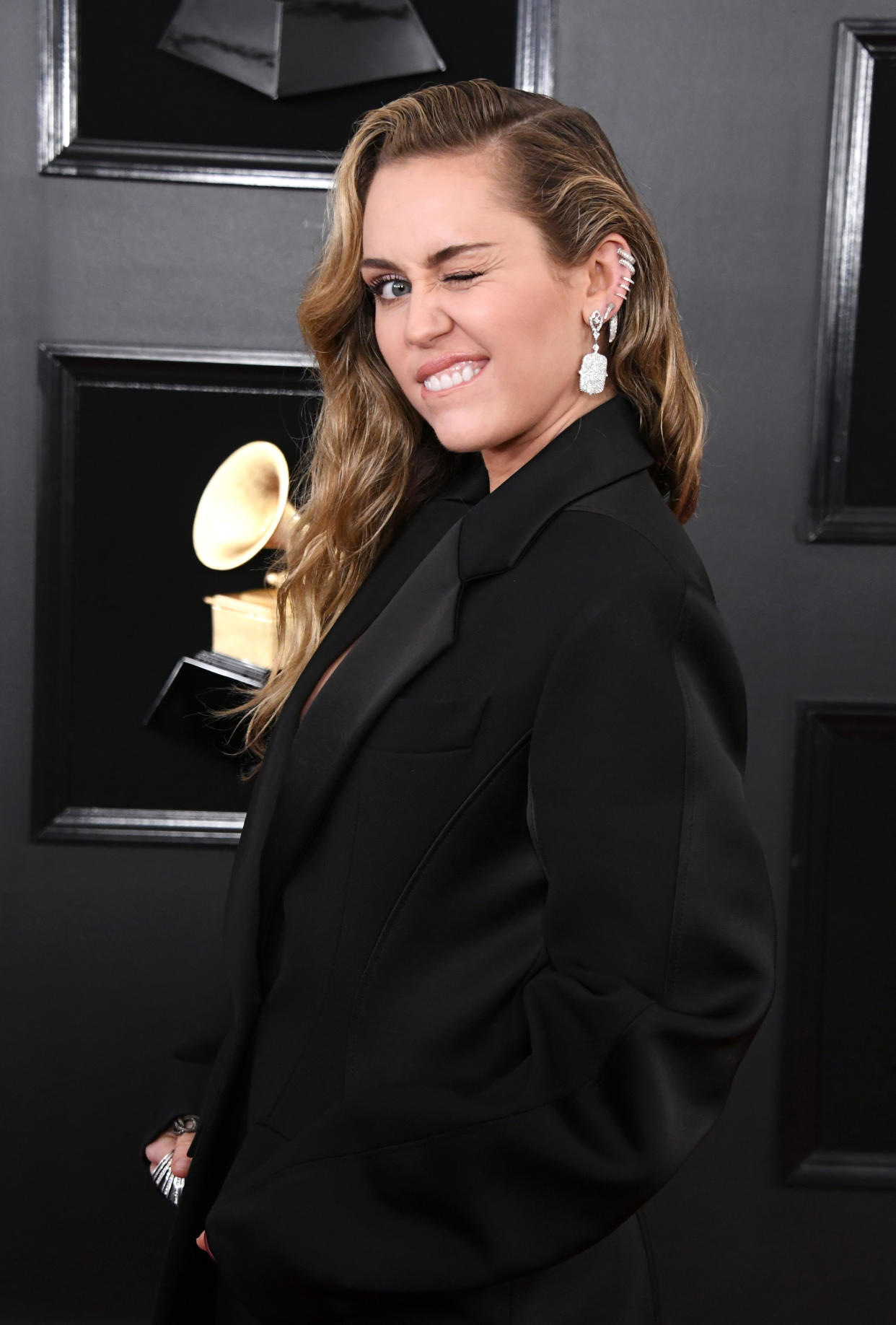 Miley Cyrus at the 61st Annual Grammy Awards on Feb. 10, 2019, in Los Angeles (Photo by Jon Kopaloff/Getty Images)