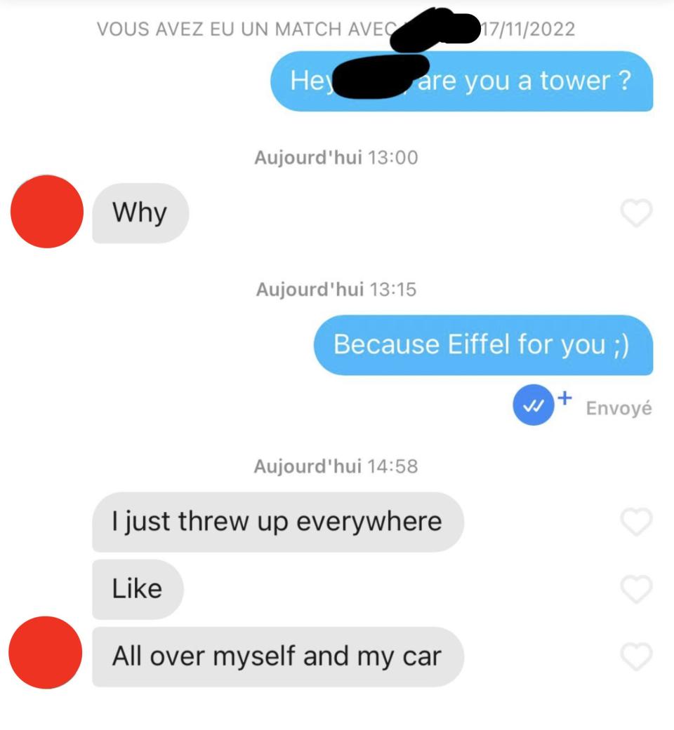 "All over myself and my car"