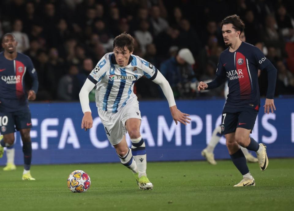 El jugador de la Real Sociedad Martín Zubimendi podría fichar por Old Trafford este verano. (EPA)