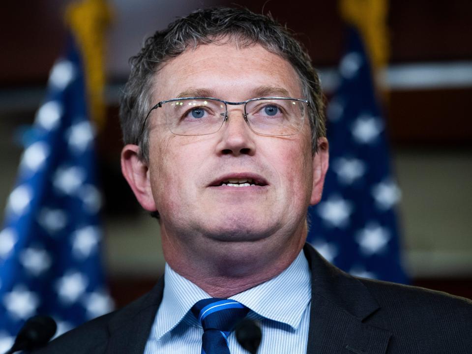 Thomas Massie speaks at a news conference