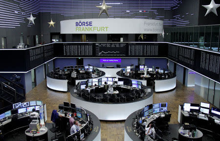 The German share price index, DAX board, is seen at the stock exchange in Frankfurt, Germany, December 6, 2017. REUTERS/Staff/Remote