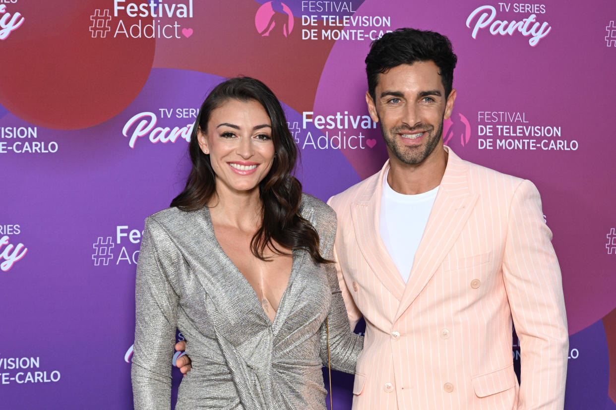 MONTE-CARLO, MONACO - JUNE 18: Rachel Legrain-Trapani and Valentin Leonard  attend the Party photocall during the 61st Monte Carlo TV Festival on June 18, 2022 in Monte-Carlo, Monaco. (Photo by Stephane Cardinale - Corbis/Corbis via Getty Images)