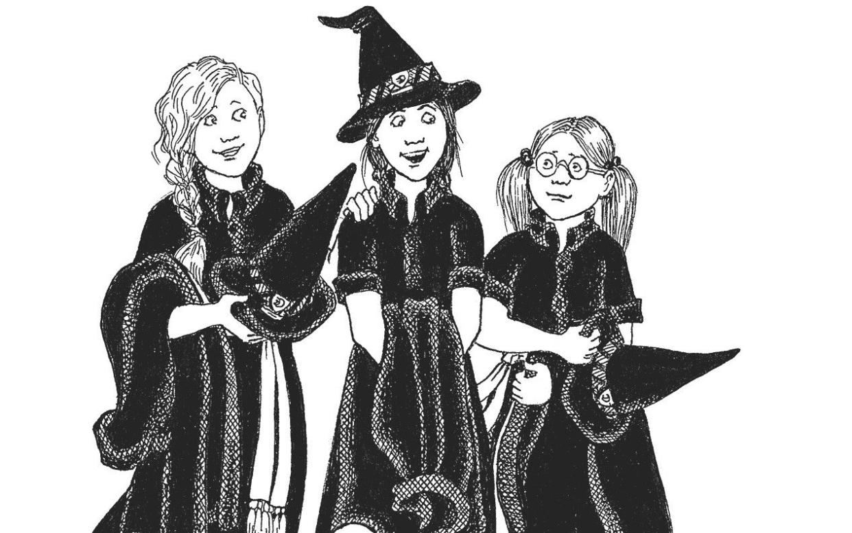 Apprentice witches: the essential ordinariness of Mildred (centre) and friends were crucial to the series' success - Jill Murphy/Penguin