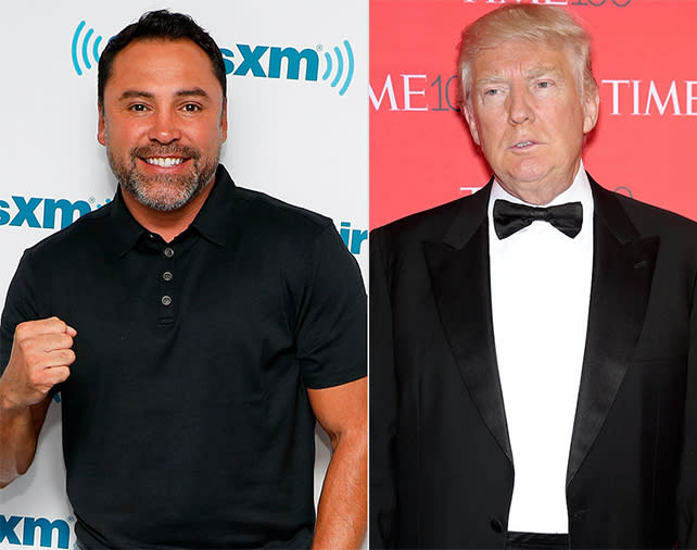 Oscar de la Hoya dijo que tiene una asiento reservado para el presidente Donald Trump en las gradas del T-Mobile Arena para el combate entre Saúl “Canelo” Álvarez y Gennady “GGG” Golovkin el 5 de mayo.